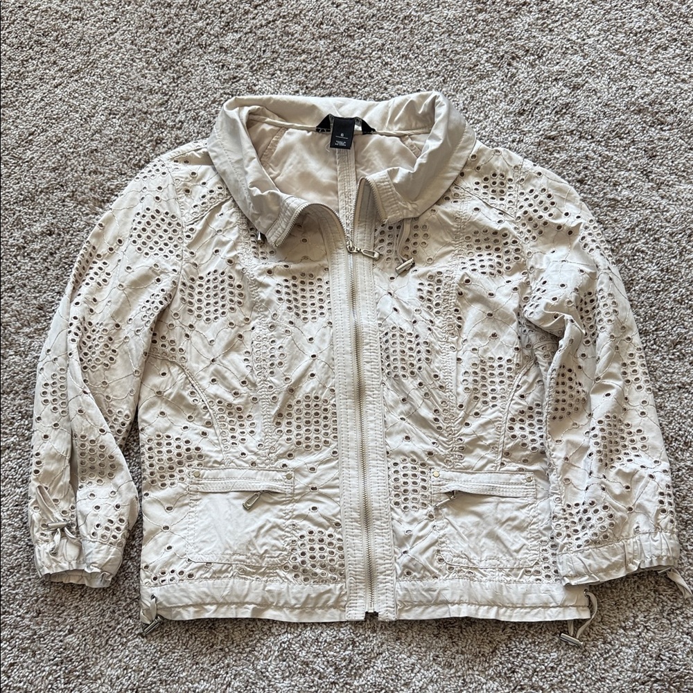 White House Black Market Cream Bomber Jacket